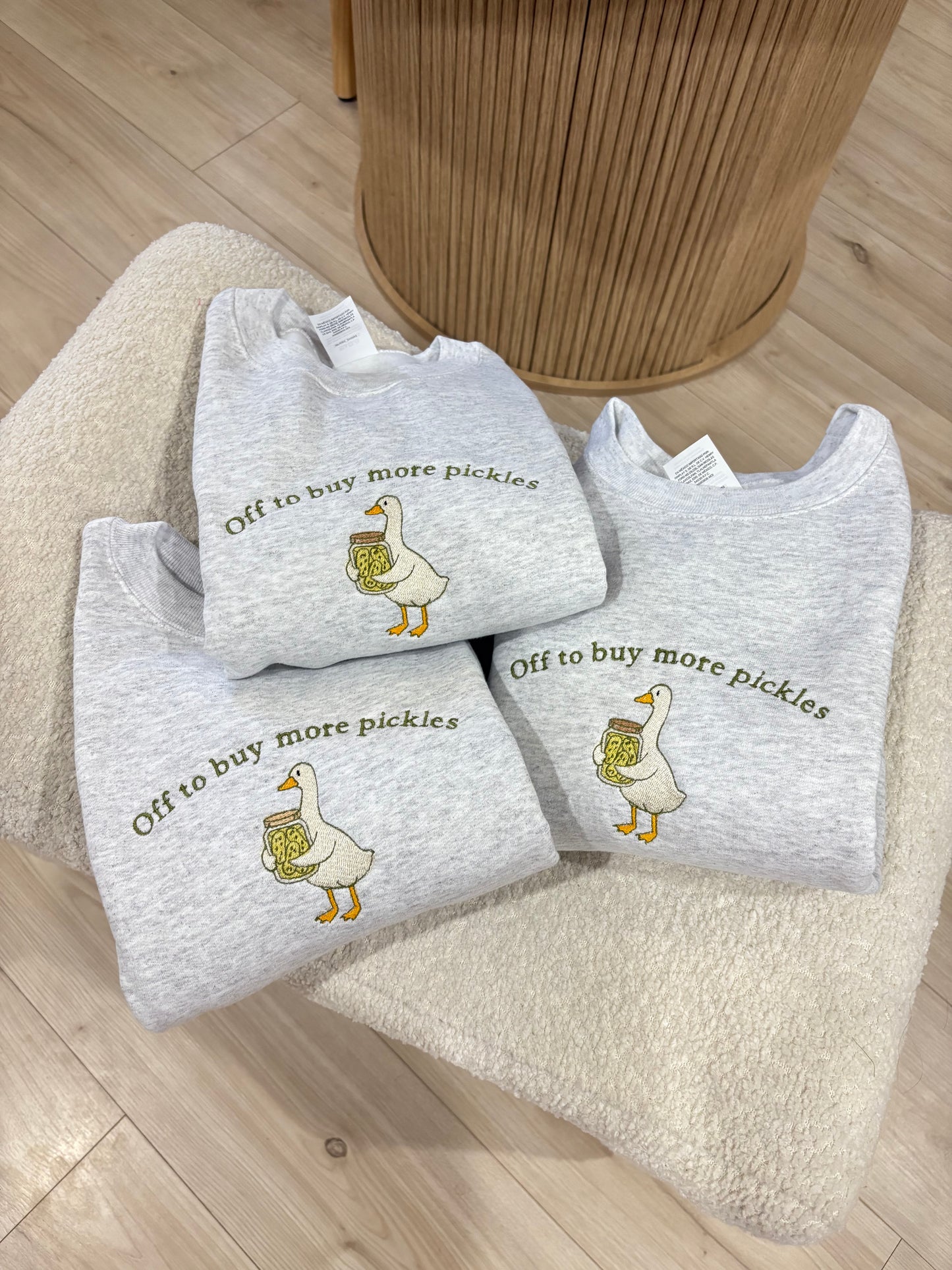 Off To buy more pickles embroidered sweatshirt