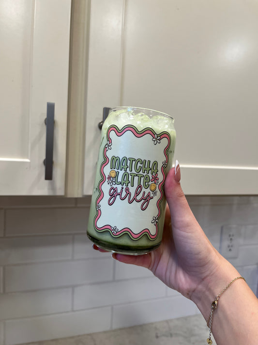 Matcha Latte Girly Glass