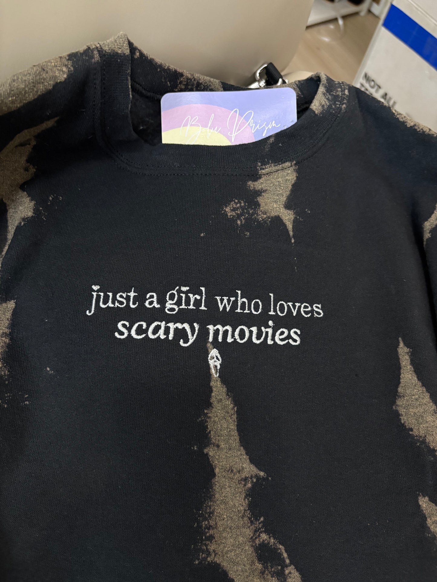 Just A Girl Who Loves Scary Movies Embroidered Sweatshirt