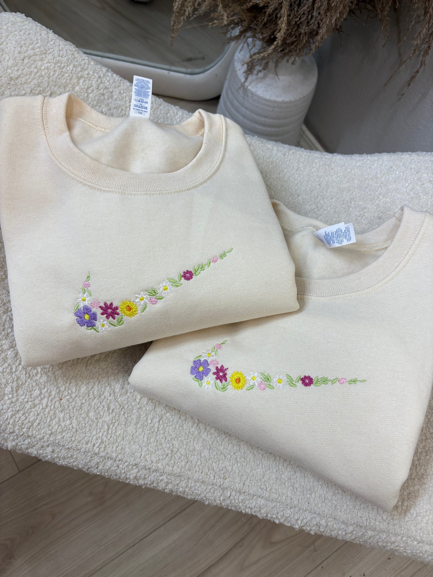 Embroidered Floral NKE Ivory Sweatshirt