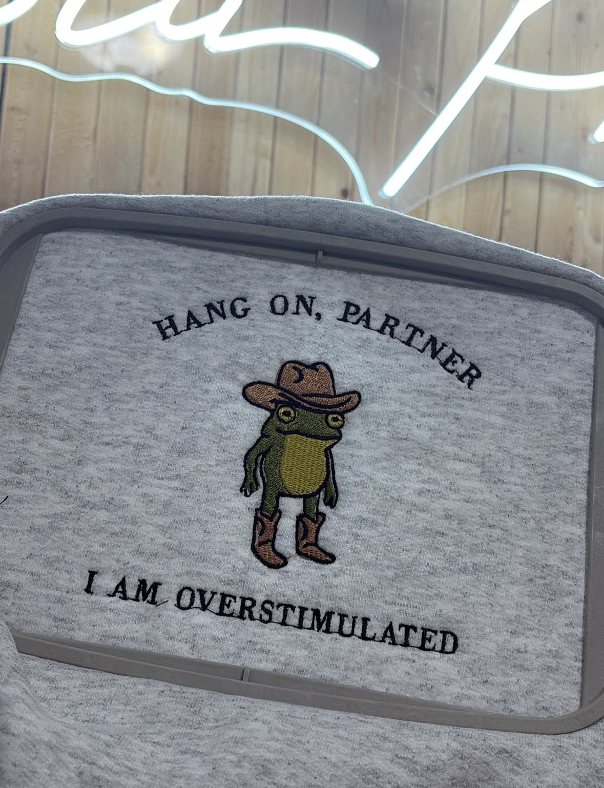 Hang On, Partner Embroidered Sweatshirt