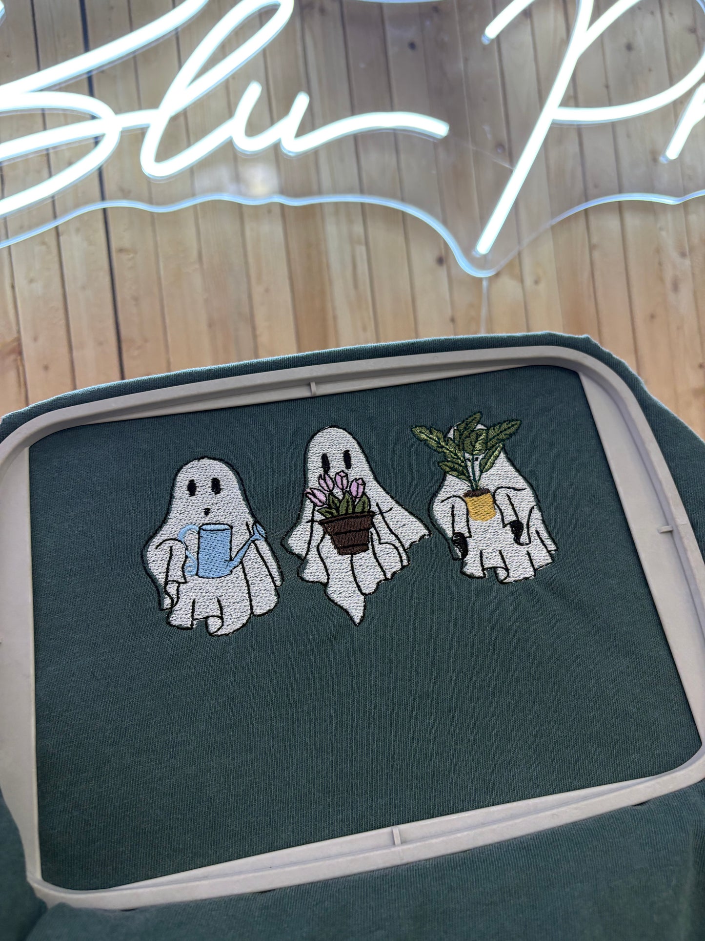 Spooky Garden Ghost Embroidered Tee