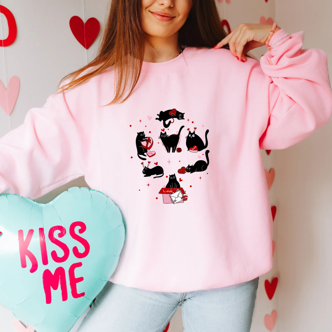 Valentine Black Cat Crewneck