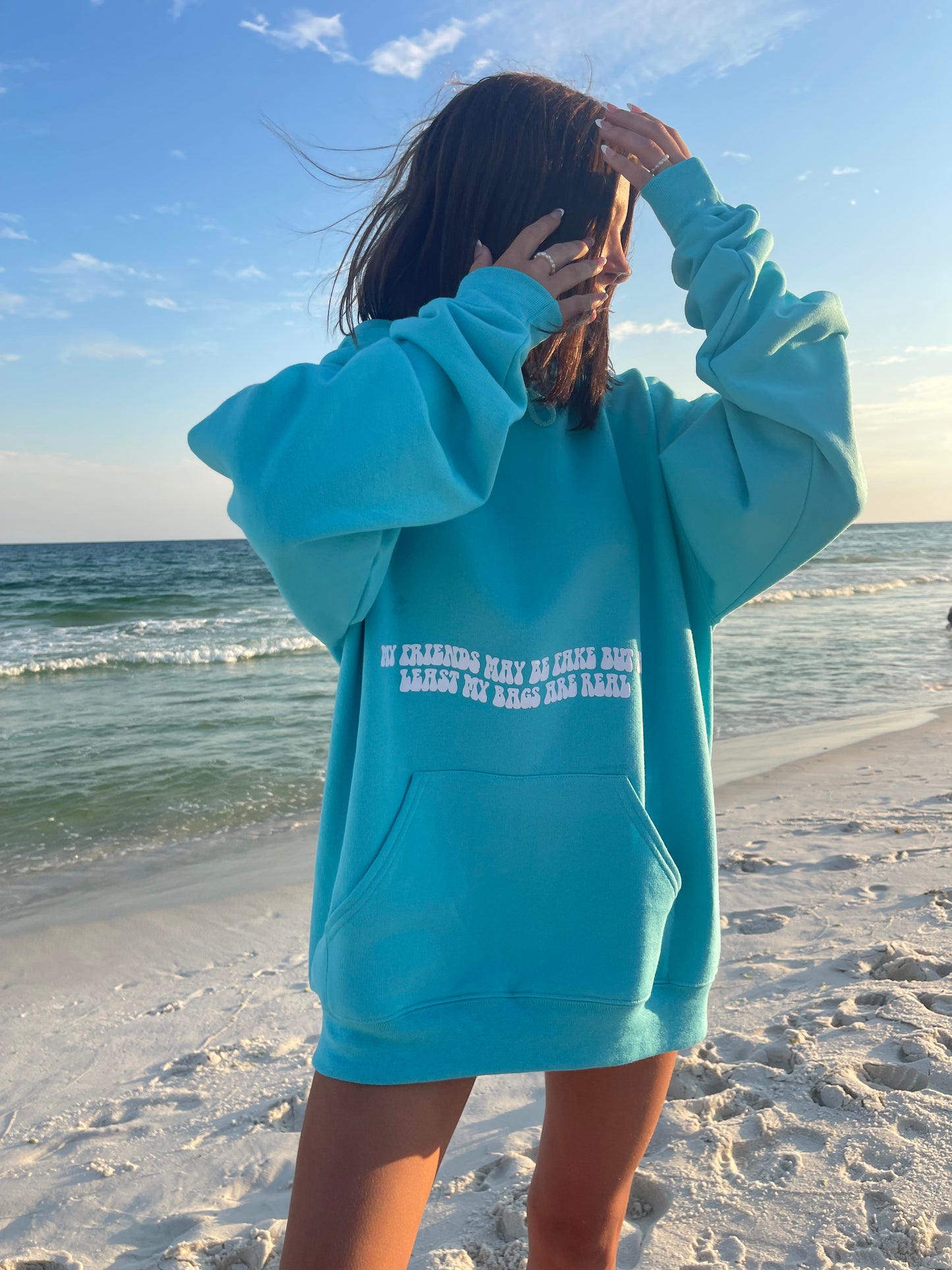 My Friends May Be Fake Puff Print Hoodie