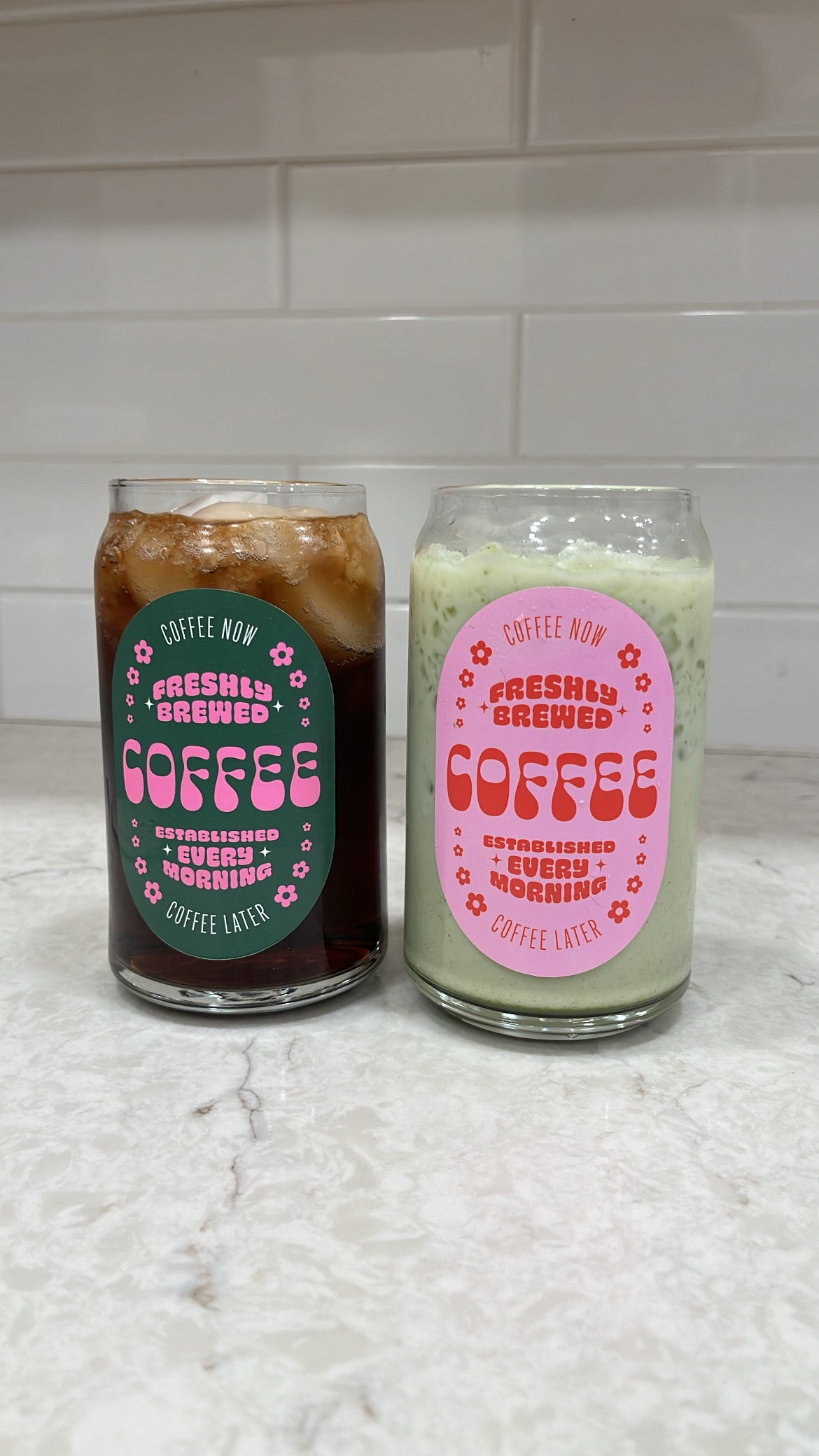 Pink Freshly Brewed Coffee Glass