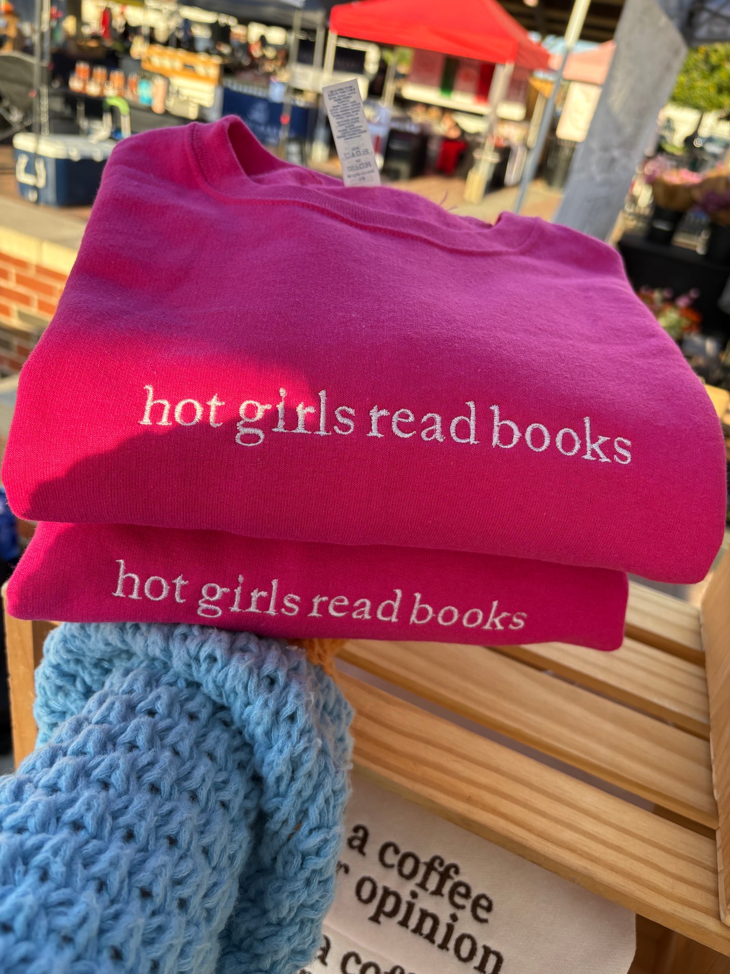 Hot Girls Read Books Embroidered Sweatshirt