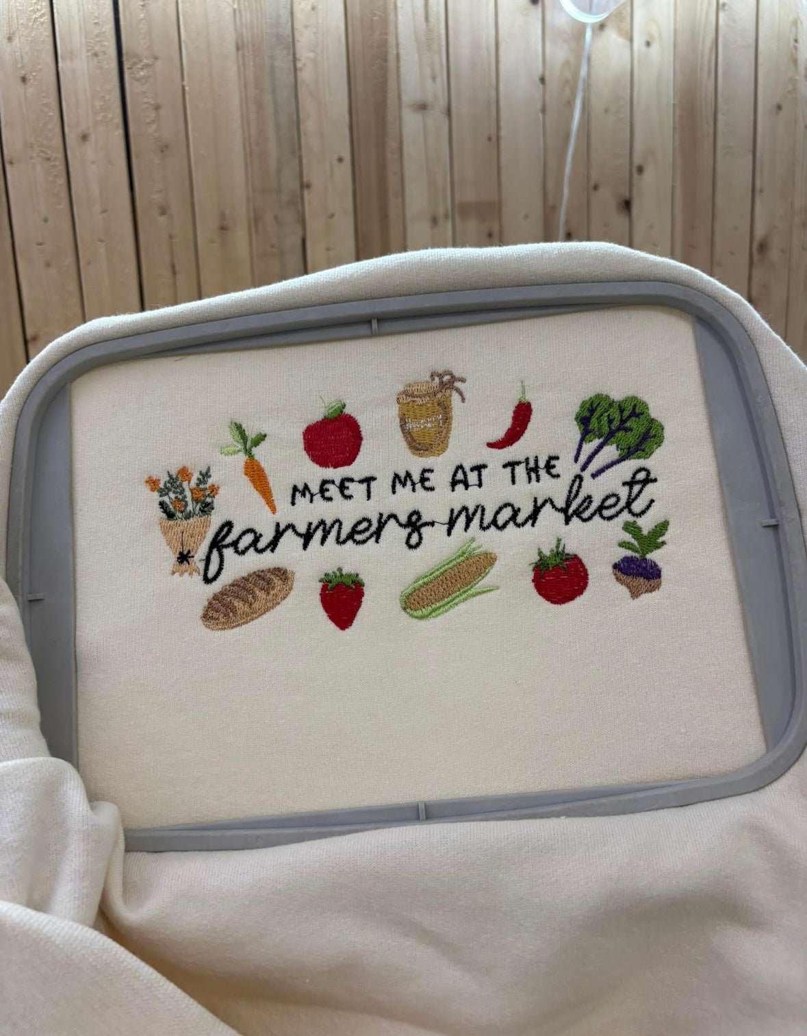 Meet Me At The Farmers Market Embroidered Sweatshirt