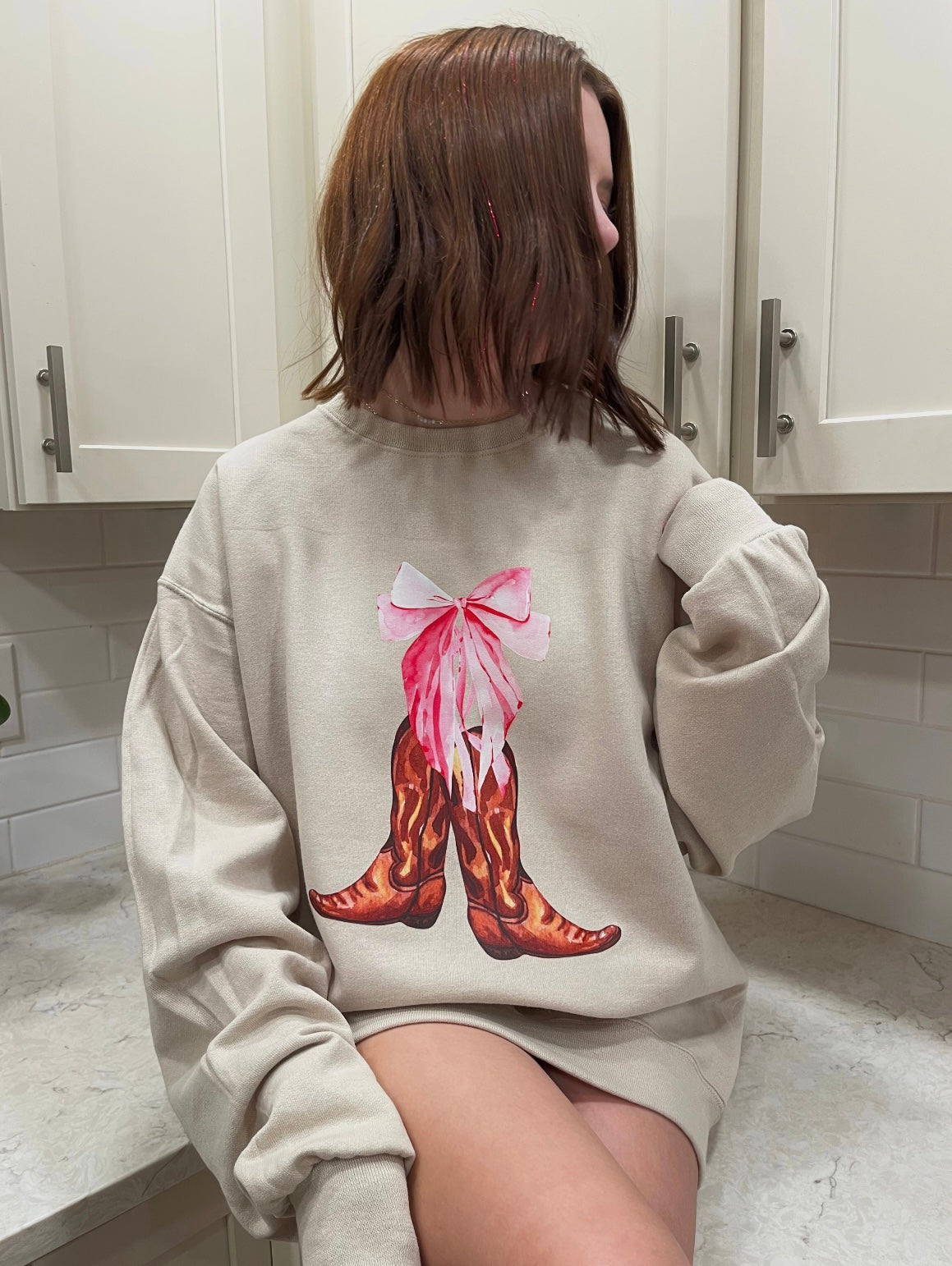 Cowgirl Bow Boot Sweatshirt 🎀