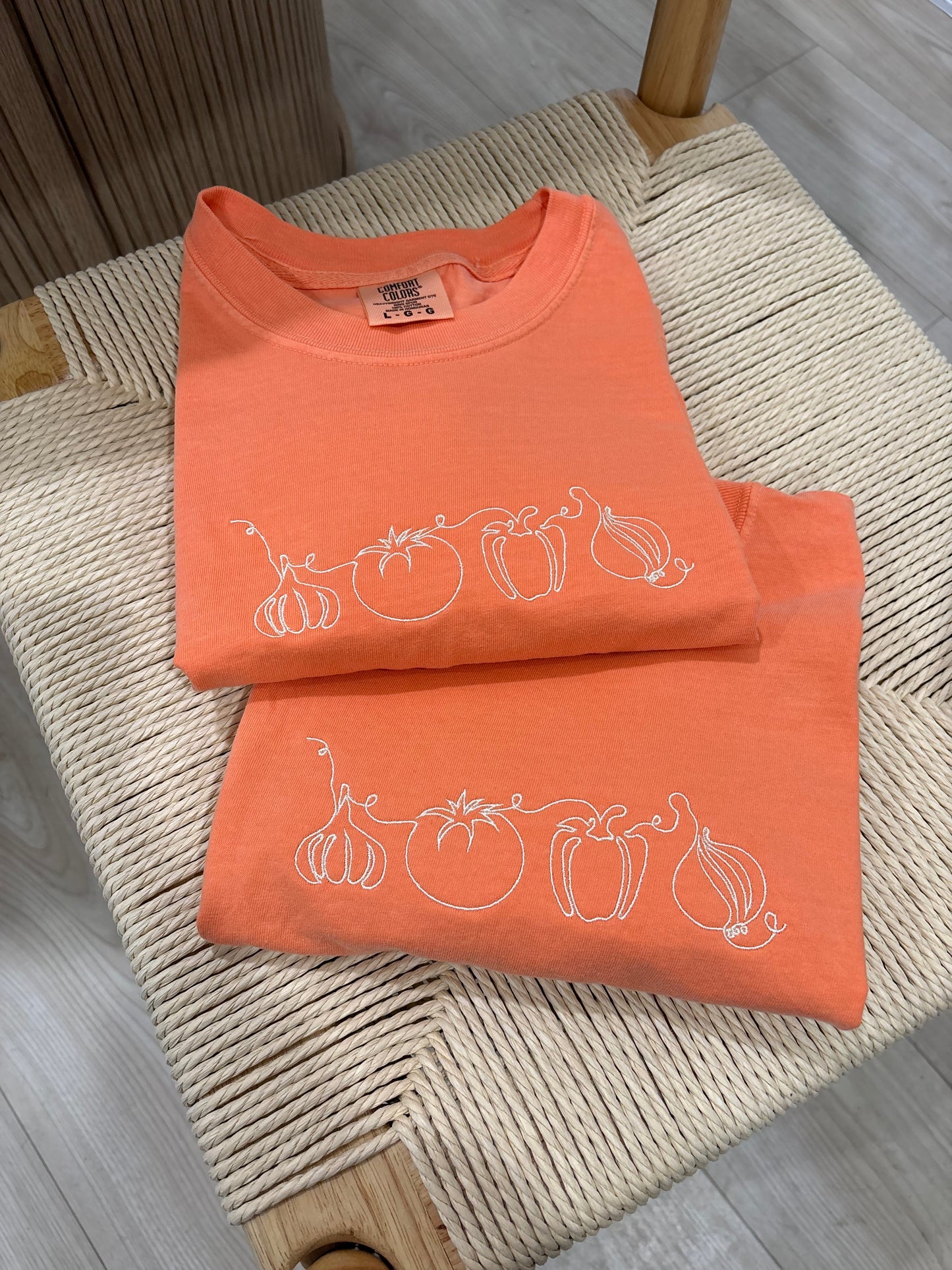 Farmers Market Veggie Embroidered Tee