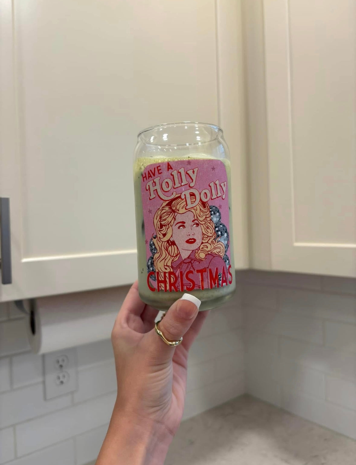 Holly Dolly Christmas Glass