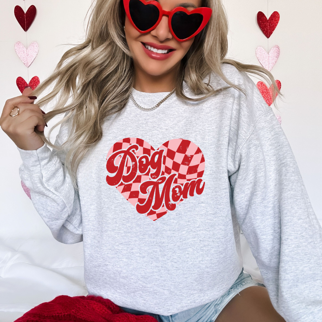 Checkered Dog Mom Valentines Day Sweatshirt