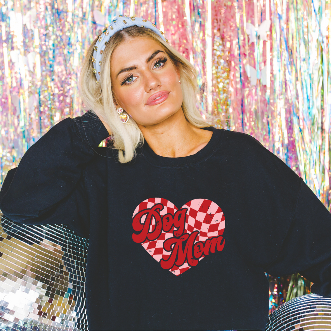 Checkered Dog Mom Valentines Day Sweatshirt