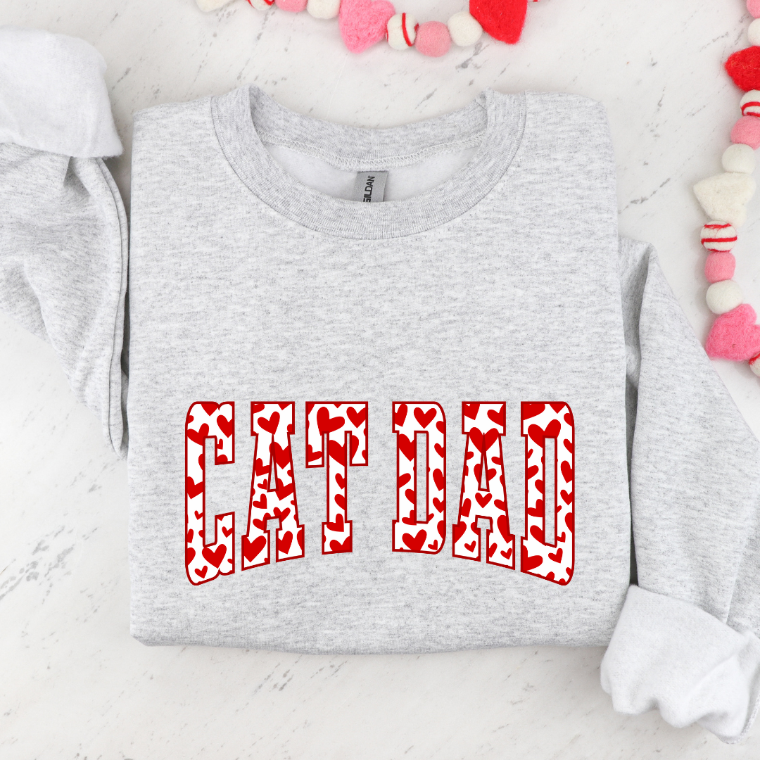 Dainty Heart Valentine Cat Dad Sweatshirt