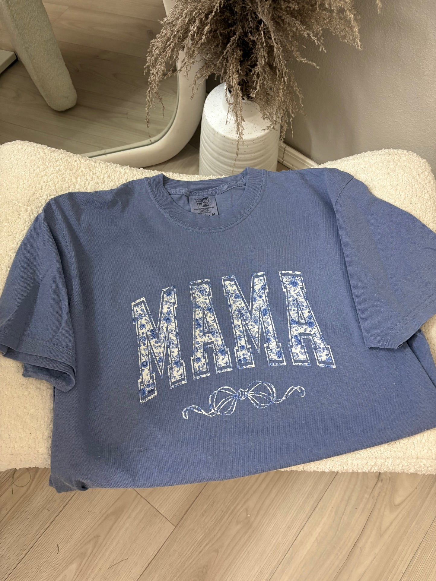 Blue Bow Coquette Mama Tee