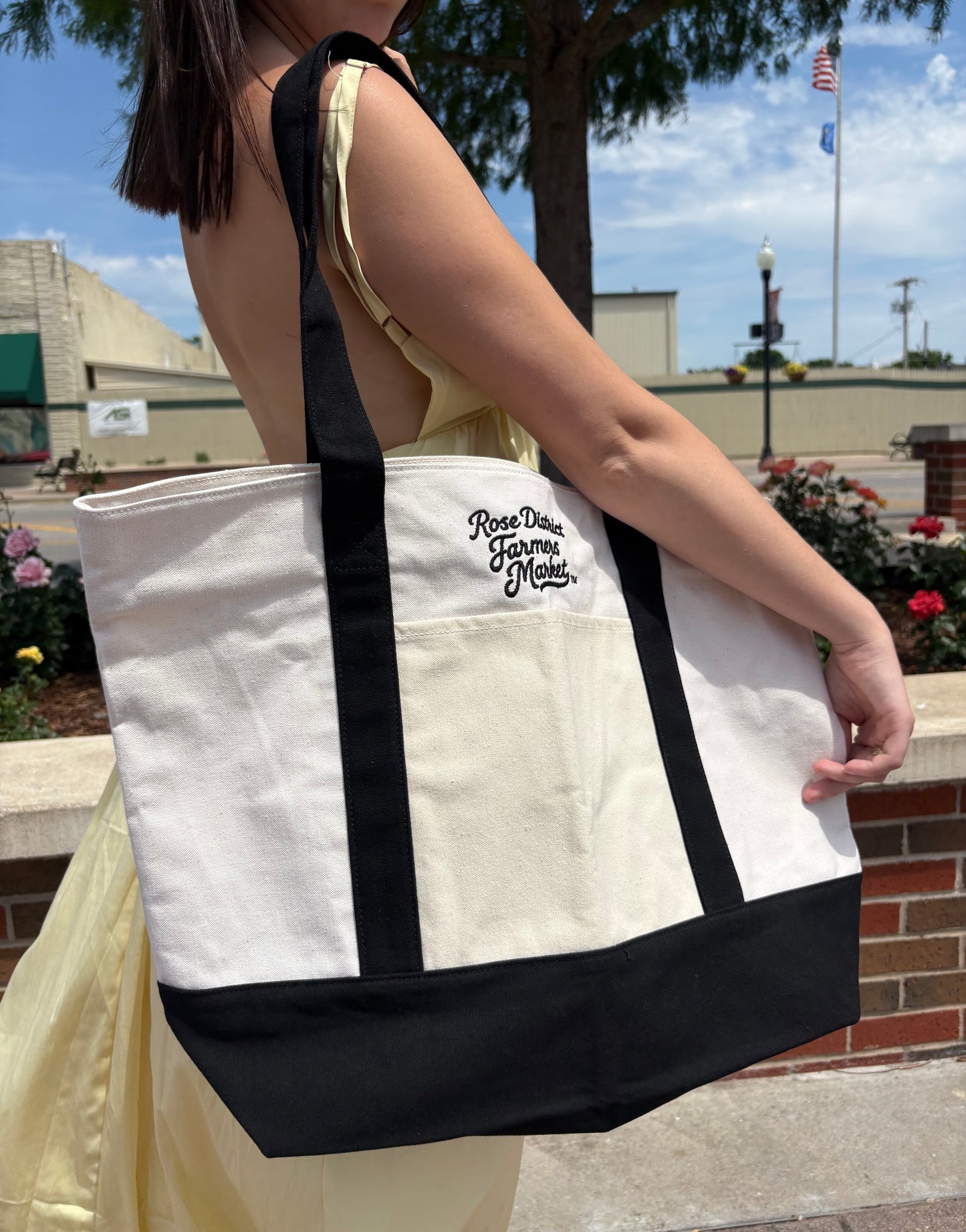 Rose District Farmers Market Embroidered Tote