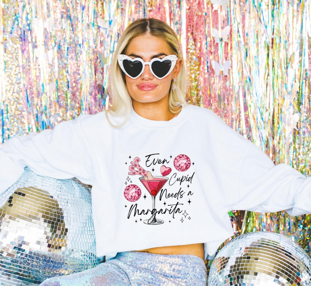 Even Cupid Needs A Marg Crewneck