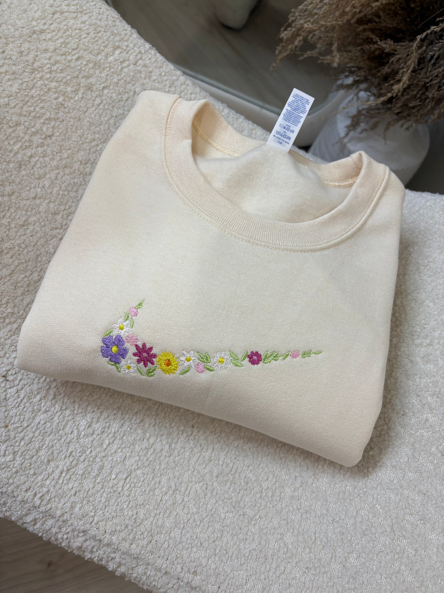 Embroidered Floral NKE Ivory Sweatshirt