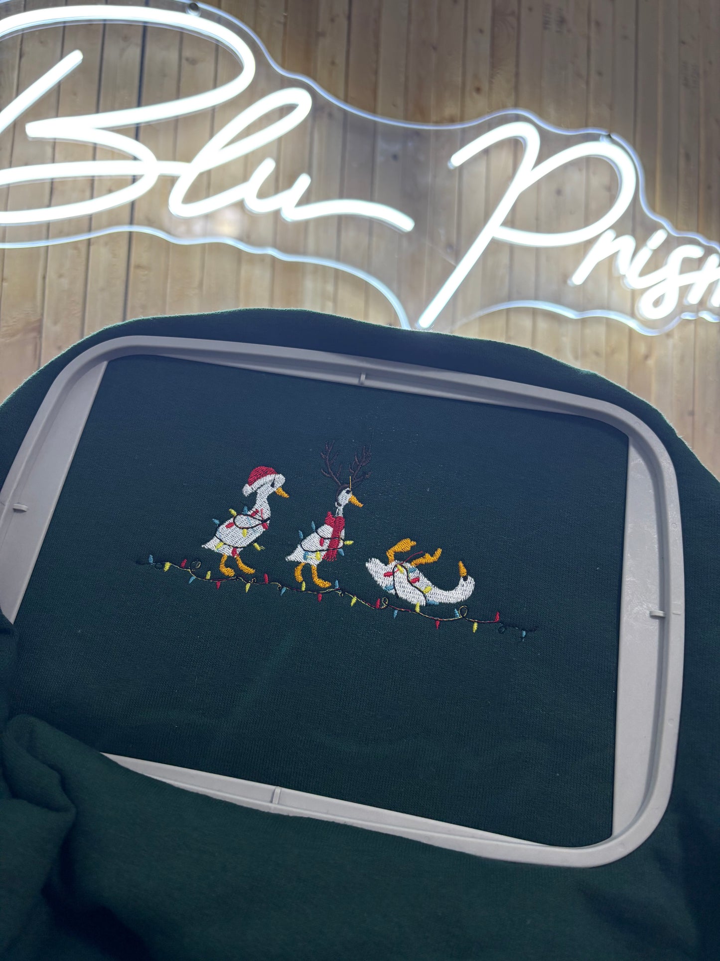Embroidered Christmas Goose Sweatshirt