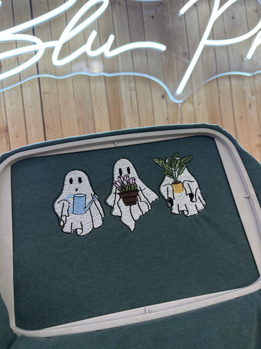 Spooky Garden Ghost Embroidered Tee