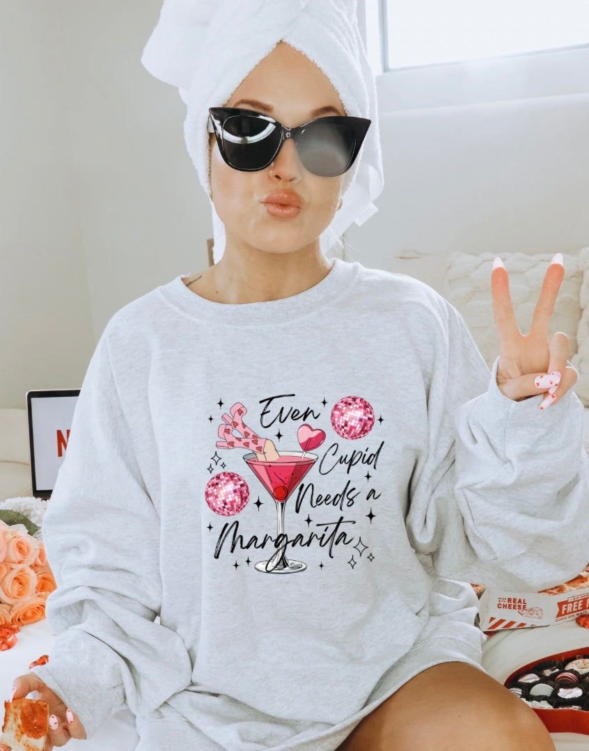 Even Cupid Needs A Marg Crewneck