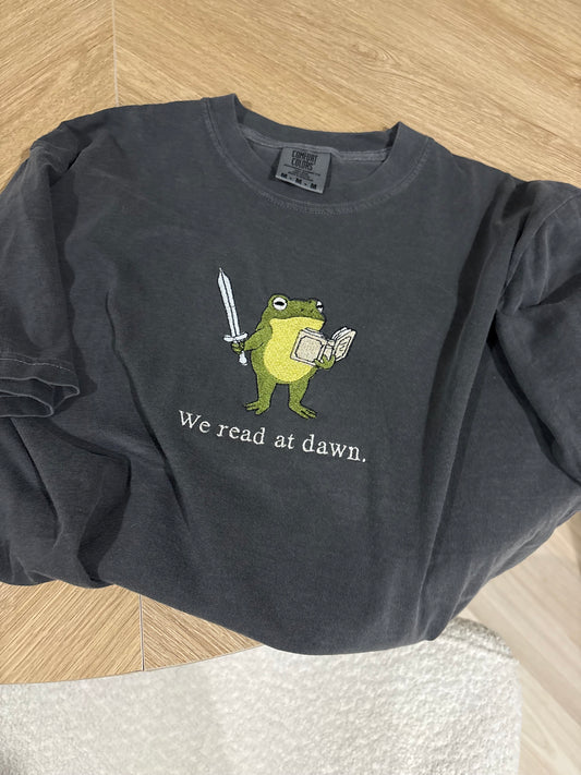 We Read At Dawn Embroidered Frog Top