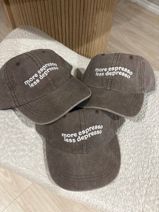 More Espresso Less Depresso  Embroidered Hat