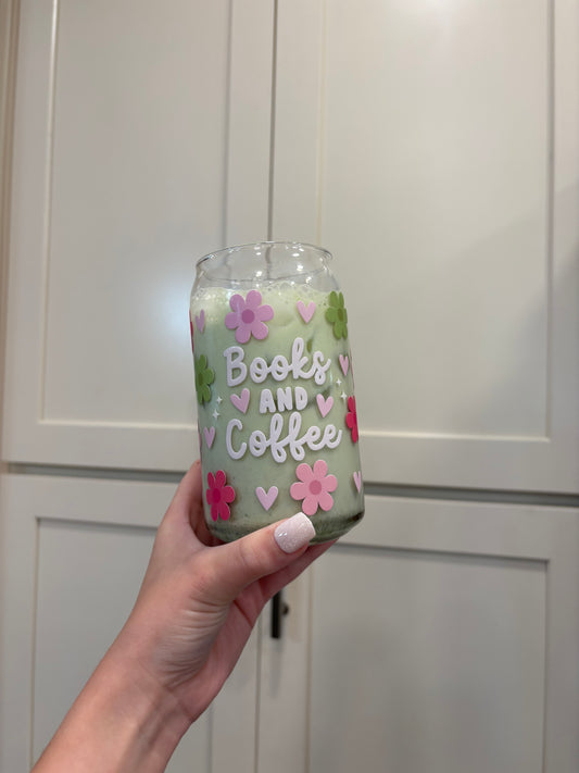 Books And Coffee Daisy Glass