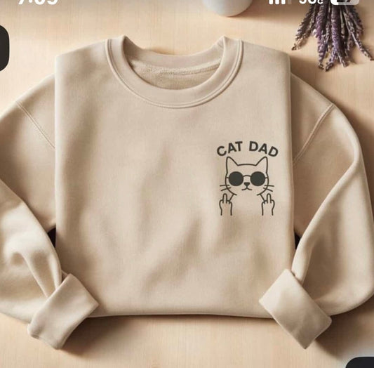 Custom Cat Dad Tee Black Large