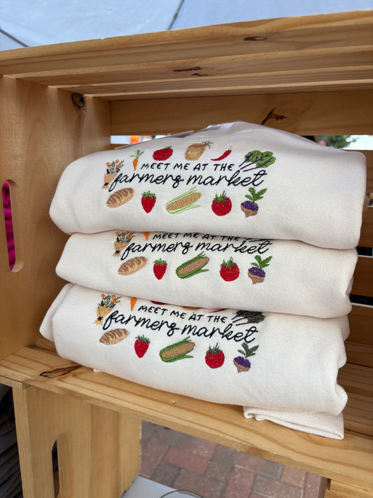Meet Me At The Farmers Market Embroidered Sweatshirt