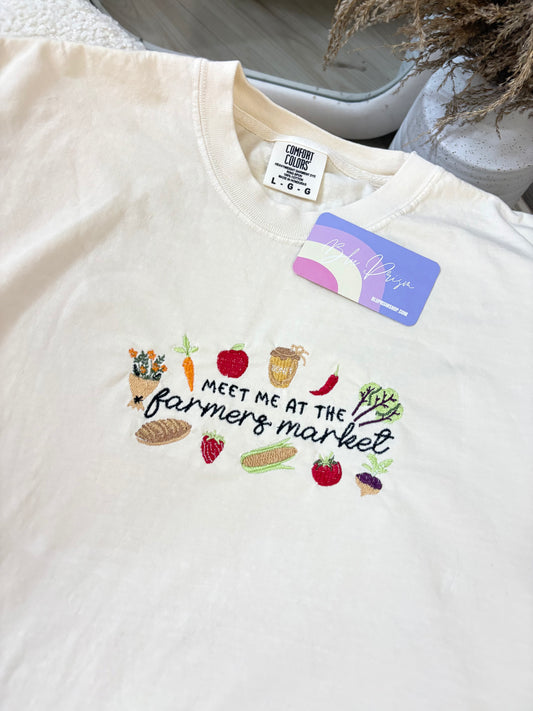 Meet Me At The Farmers Market Embroidered tee