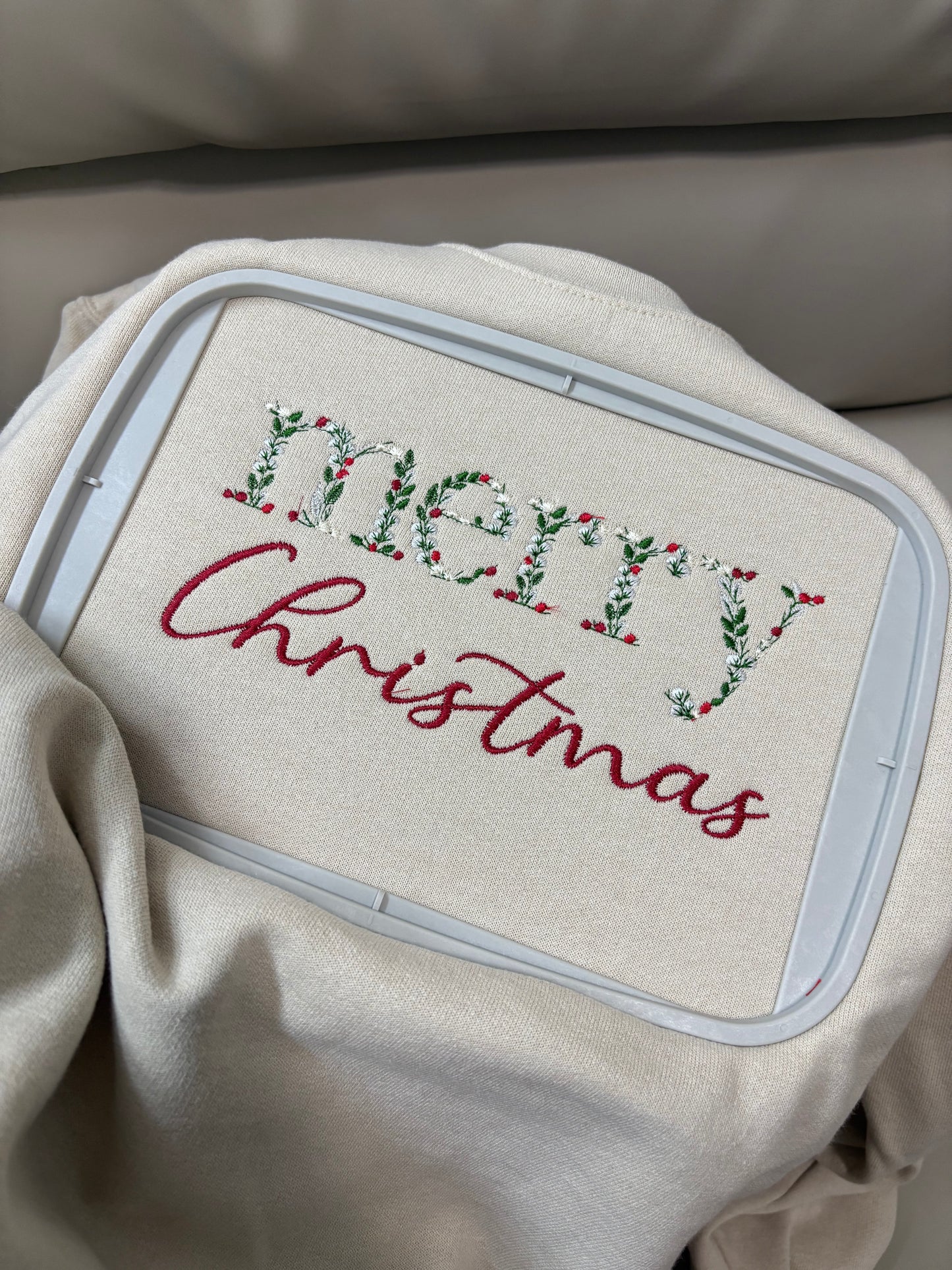 Floral Merry Christmas Embroidered Sweatshirt