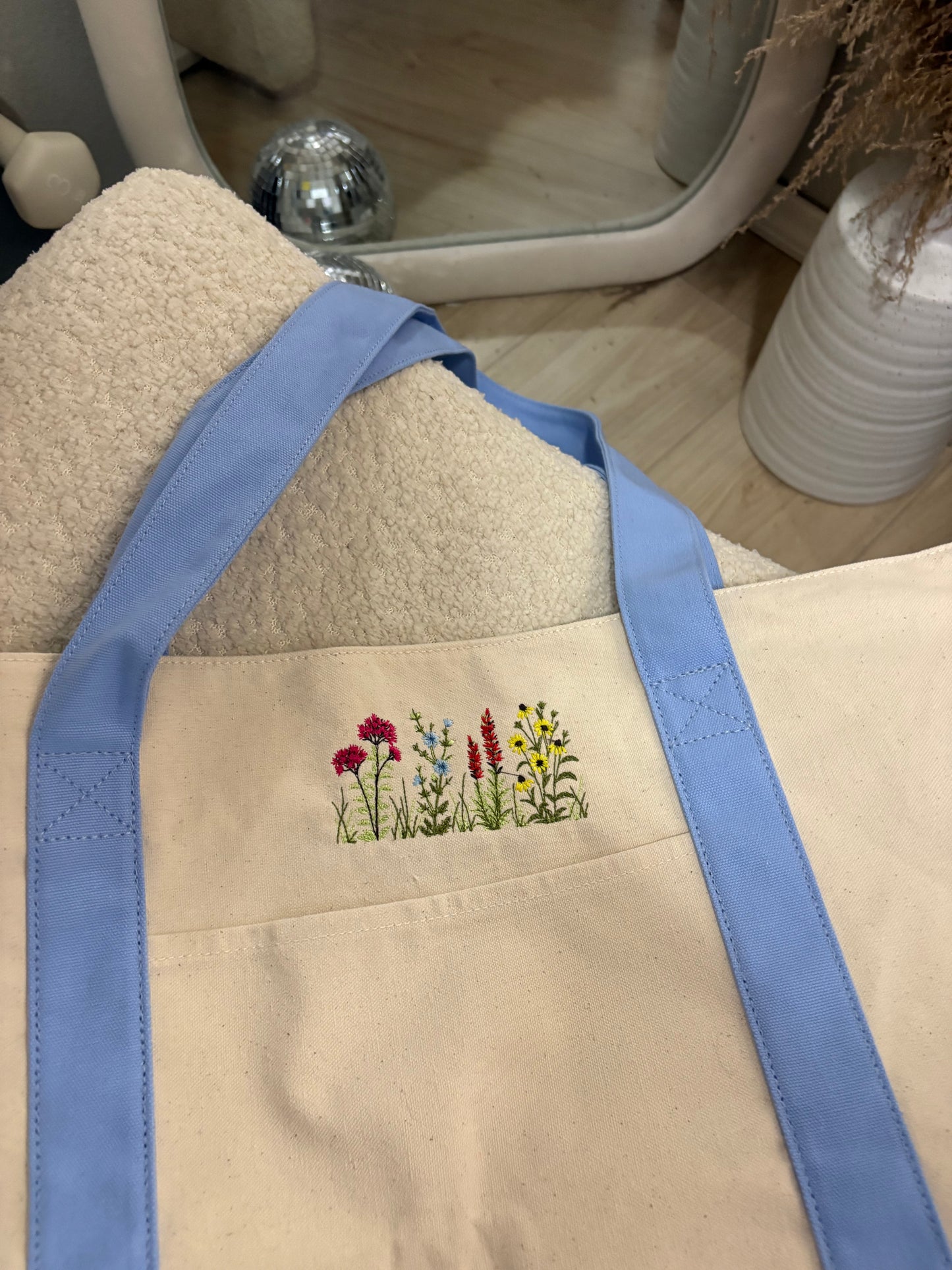 Spring Flowers Embroidered Tote 🌸