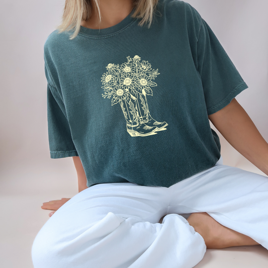 Sunflower Cowboy Boots Tee