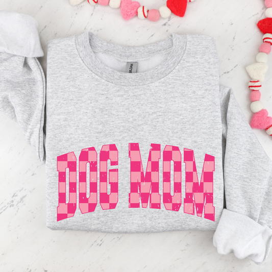 Distressed Checkered Dog Mom Sweatshirt