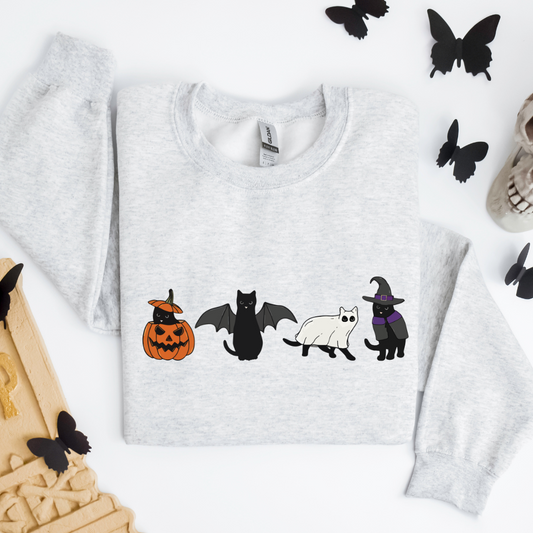 Spooky Ghost Cat Halloween Crewneck