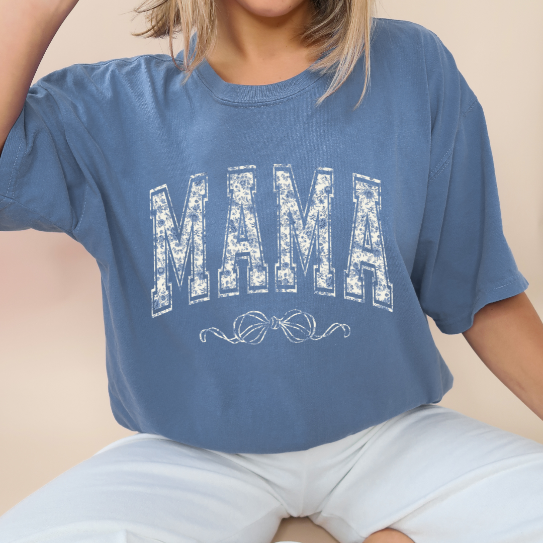 Blue Bow Coquette Mama Tee